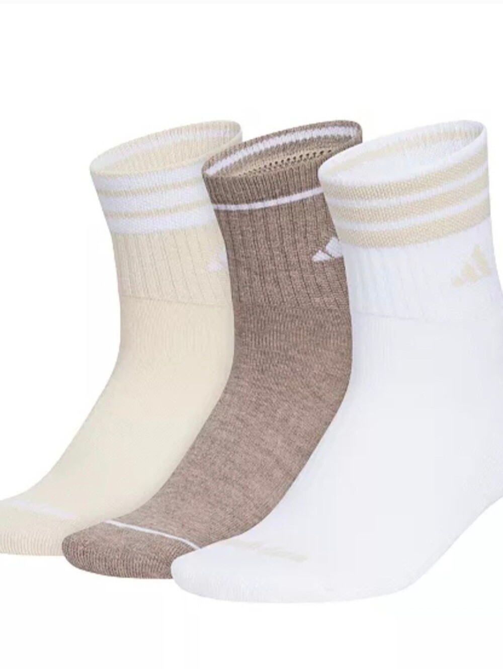 adidas Cushioned 3 Stripe High Quarter Crew Socks Womens Size 5-10 Climacool 3Pk